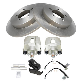 TRQ® - Rear Disc Brake Kit with Semi-Metallic Pads, Calipers and Hoses
