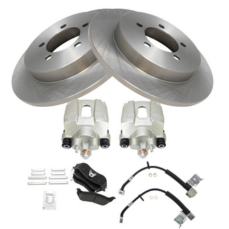 TRQ® - Rear Disc Brake Kit with Ceramic Pads, Calipers and Hoses