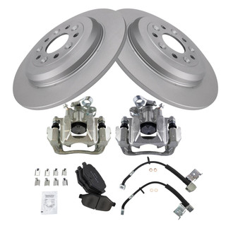 TRQ® - Rear Disc Brake Kit with Semi-Metallic Pads, Calipers and Hoses