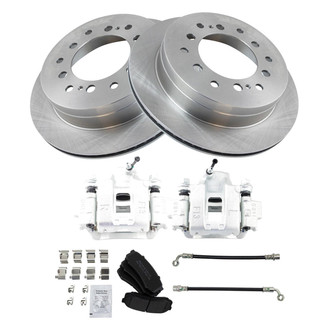 TRQ® - Rear Disc Brake Kit with Semi-Metallic Pads, Calipers and Hoses