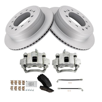 TRQ® - Performance Ceramic Rear Brake Kit with Calipers and Hoses