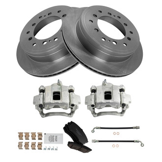 TRQ® - Performance Ceramic Rear Brake Kit with Calipers and Hoses