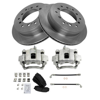 TRQ® - Performance Semi-Metallic Rear Brake Kit with Calipers and Hoses