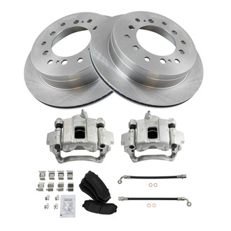 TRQ® - Performance Semi-Metallic Rear Brake Kit with Calipers and Hoses