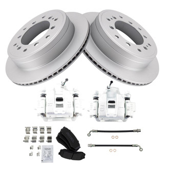 TRQ® - Rear Disc Brake Kit with Semi-Metallic Pads, Calipers and Hoses