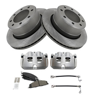 TRQ® - Performance Semi-Metallic Rear Brake Kit with Calipers and Hoses