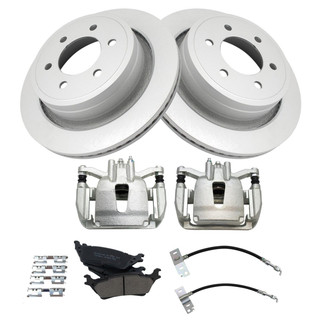 TRQ® - Rear Disc Brake Kit with Ceramic Pads, Calipers and Hoses