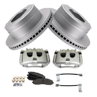 TRQ® - Rear Disc Brake Kit with Semi-Metallic Pads, Calipers and Hoses