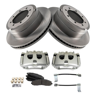 TRQ® - Rear Disc Brake Kit with Semi-Metallic Pads, Calipers and Hoses