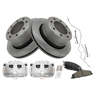 TRQ® - Performance Semi-Metallic Rear Brake Kit with Calipers and Hoses