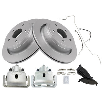 TRQ® - Rear Disc Brake Kit with Semi-Metallic Pads, Calipers and Hoses