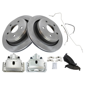TRQ® - Performance Semi-Metallic Rear Brake Kit with Calipers and Hoses