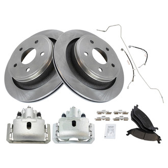 TRQ® - Performance Ceramic Rear Brake Kit with Calipers and Hoses