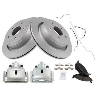 TRQ® - Performance Ceramic Rear Brake Kit with Calipers and Hoses