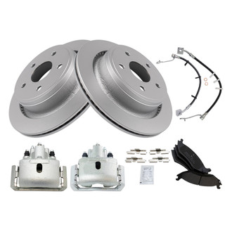 TRQ® - Rear Disc Brake Kit with Semi-Metallic Pads, Calipers and Hoses