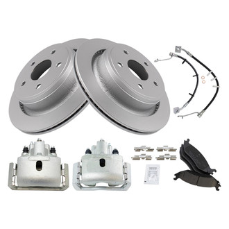 TRQ® - Performance Ceramic Rear Brake Kit with Calipers and Hoses