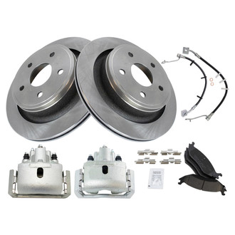 TRQ® - Performance Ceramic Rear Brake Kit with Calipers and Hoses