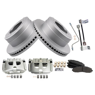 TRQ® - Rear Disc Brake Kit with Semi-Metallic Pads, Calipers and Hoses