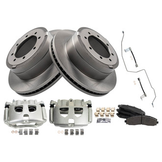 TRQ® - Rear Disc Brake Kit with Semi-Metallic Pads, Calipers and Hoses