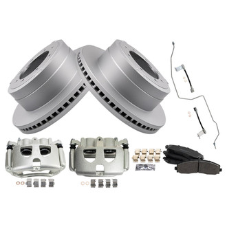 TRQ® - Rear Disc Brake Kit with Semi-Metallic Pads, Calipers and Hoses