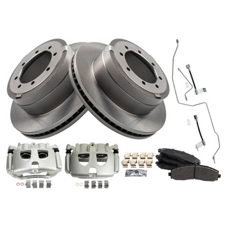 TRQ® - Rear Disc Brake Kit with Semi-Metallic Pads, Calipers and Hoses
