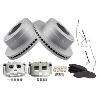 TRQ® - Rear Disc Brake Kit with Semi-Metallic Pads, Calipers and Hoses
