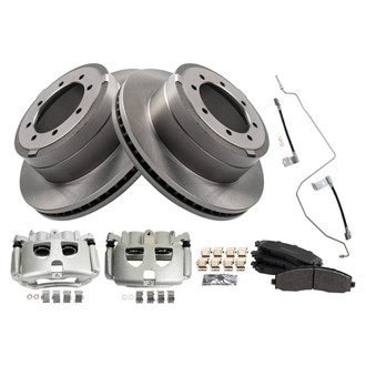 TRQ® - Rear Disc Brake Kit with Semi-Metallic Pads, Calipers and Hoses