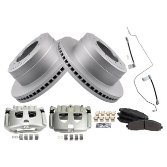 TRQ® - Rear Disc Brake Kit with Semi-Metallic Pads, Calipers and Hoses