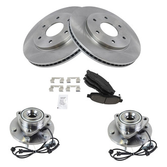 TRQ® - Front Disc Brake Kit with Ceramic Pads and Hub Assemblies
