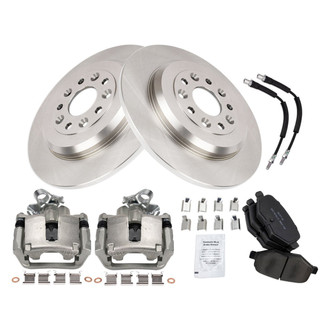 TRQ® - Rear Disc Brake Kit with Semi-Metallic Pads, Calipers and Hoses