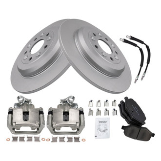 TRQ® - Rear Disc Brake Kit with Semi-Metallic Pads, Calipers and Hoses
