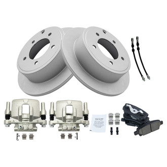 TRQ® - Performance Ceramic Rear Brake Kit with Calipers and Hoses