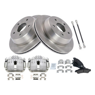 TRQ® - Rear Disc Brake Kit with Semi-Metallic Pads, Calipers and Hoses