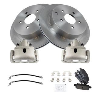 TRQ® - Performance Ceramic Rear Brake Kit with Calipers and Hoses
