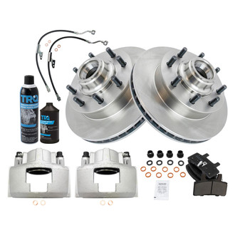 TRQ® - Performance Semi-Metallic Front Brake Kit with Calipers and Hoses