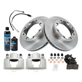 TRQ® - Performance Semi-Metallic Front Brake Kit with Calipers and Hoses