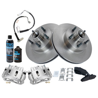 TRQ® - Performance Semi-Metallic Front Brake Kit with Calipers and Hoses