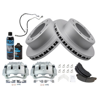 TRQ® - Front Disc Brake Kit with Semi-Metallic Pads, Calipers and Hoses