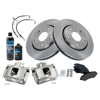 TRQ® - Performance Ceramic Front Brake Kit with Calipers and Hoses