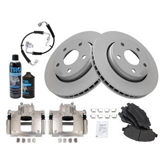 TRQ® - Performance Semi-Metallic Front Brake Kit with Calipers and Hoses