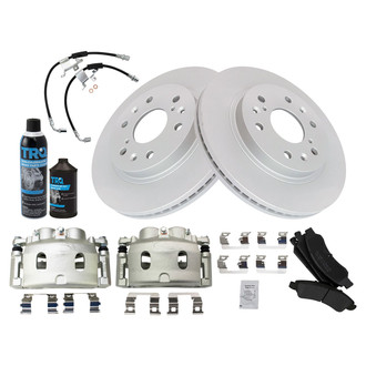 TRQ® - Front Disc Brake Kit with Semi-Metallic Pads, Calipers and Hoses
