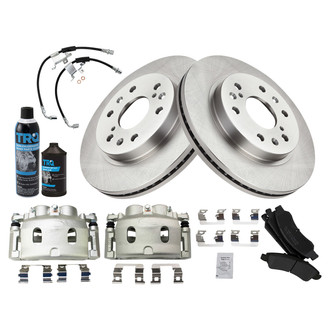 TRQ® - Performance Semi-Metallic Front Brake Kit with Calipers and Hoses