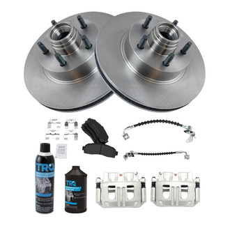 TRQ® - Performance Semi-Metallic Front Brake Kit with Calipers and Hoses