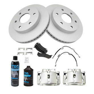 TRQ® - Front Disc Brake Kit with Semi-Metallic Pads, Calipers and Hoses