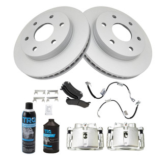 TRQ® - Front Disc Brake Kit with Semi-Metallic Pads, Calipers and Hoses