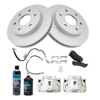 TRQ® - Front Disc Brake Kit with Semi-Metallic Pads, Calipers and Hoses