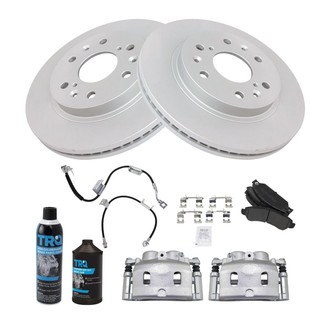TRQ® - Front Disc Brake Kit with Semi-Metallic Pads, Calipers and Hoses