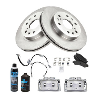 TRQ® - Performance Semi-Metallic Front Brake Kit with Calipers and Hoses