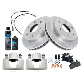 TRQ® - Performance Semi-Metallic Front Brake Kit with Calipers and Hoses