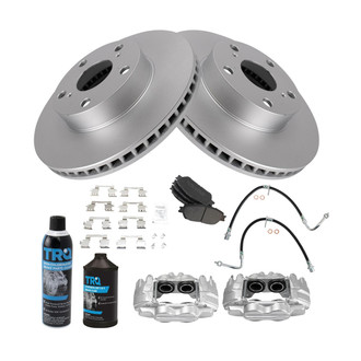 TRQ® - Front Disc Brake Kit with Semi-Metallic Pads, Calipers and Hoses